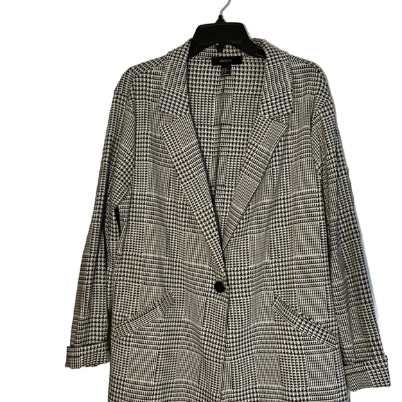Forever 21 Blazer Women 2X Black White Houndstooth Work Suit Jacket plus size - Picture 6 of 8
